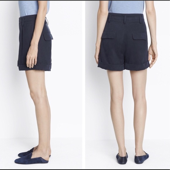 Vince Navy Blue Slouchy Rolled Cuff Shorts - Picture 13 of 15